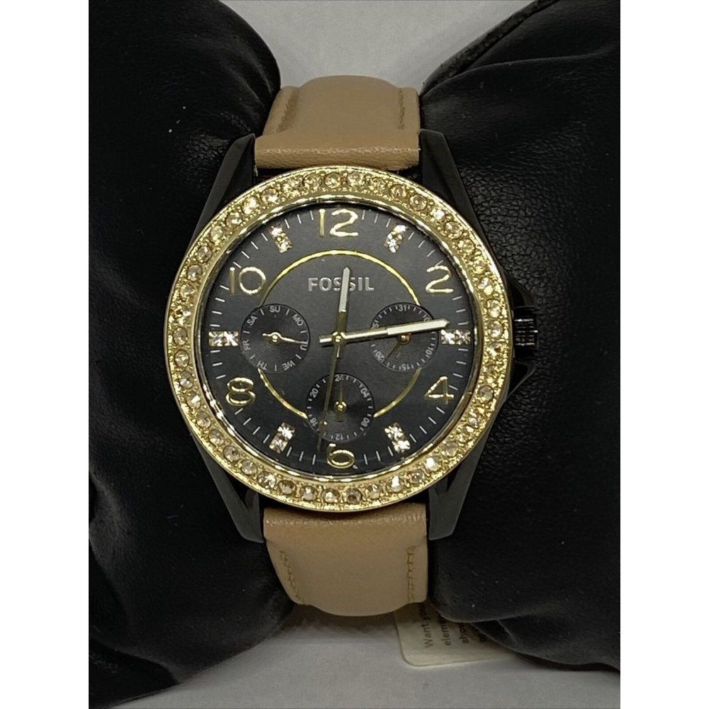Fossil ES3696 Women's Beige Leather Analog Black D